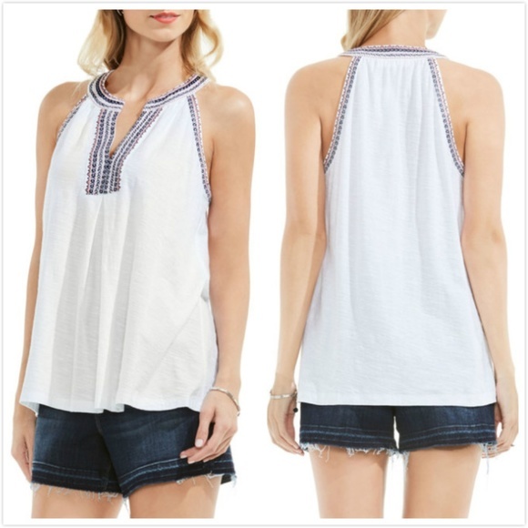 New Two by Vince Camuto Embroidered Slub‎ Tank top - Picture 1 of 2